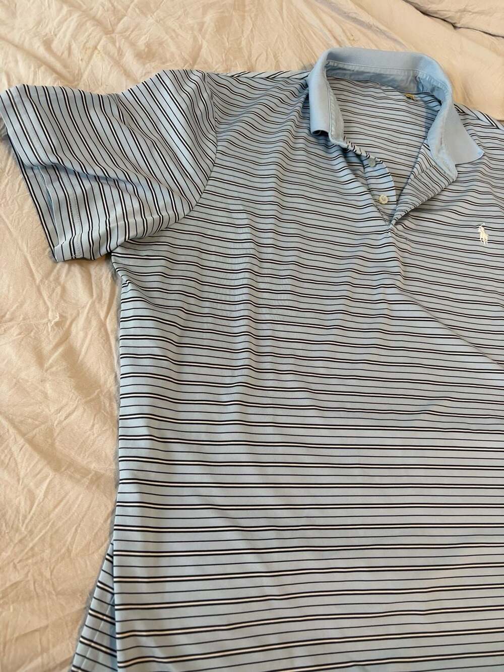 Ralph Lauren Striped Polo Shirt Blue White Golf Polo
